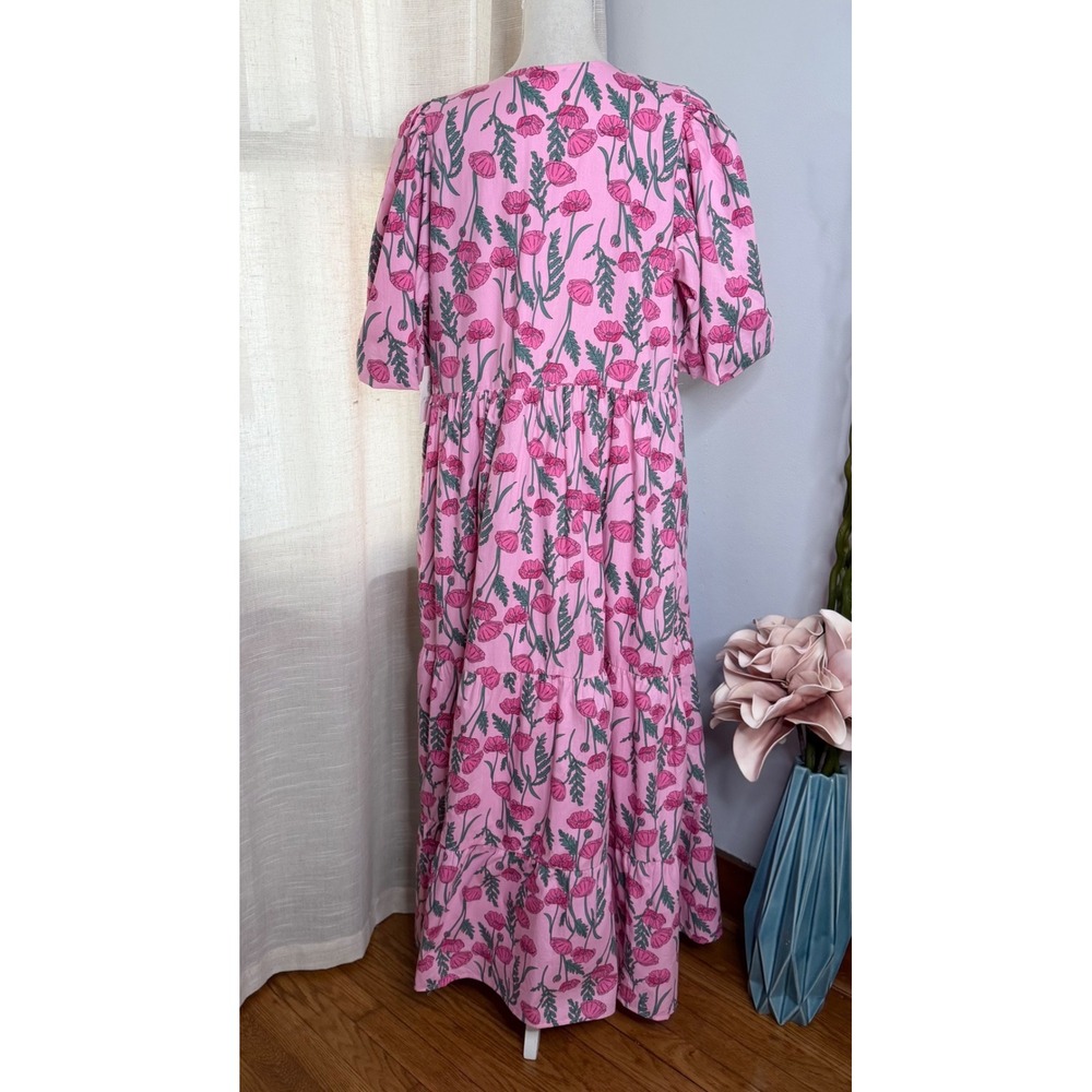 NWT Hyacinth House Pink Amaryllis Floral Cisco Maxi Dress Poppy Pink Women's XL - Picture 2 of 9